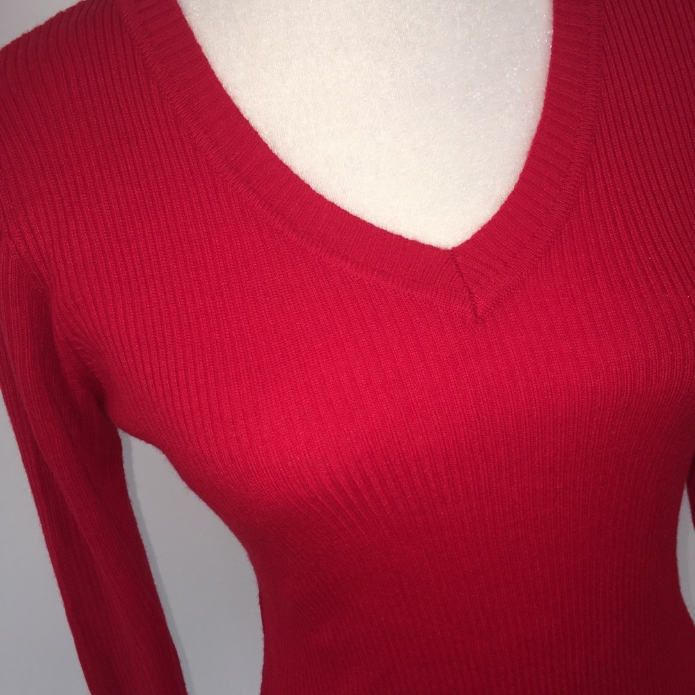 Red Ribbed Sweater - Picture 2 of 3